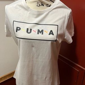 NWT PUMA LADIES WHITE T SHIRT TOP SIZE LARGE
